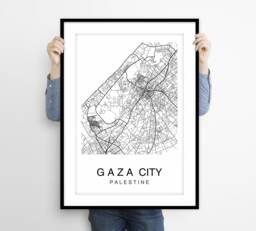 Gaza City Map Art Print Palestine Street Poster - thumbnail 1