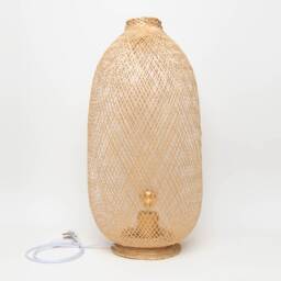 Handwoven Bamboo Floor Lamp - Tall Thai Basket Lantern - thumbnail 2