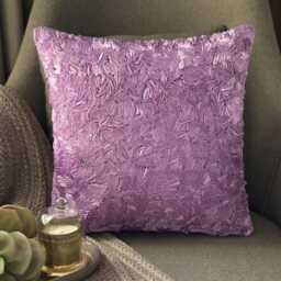 Floral Embroidered Solid Pattern, Purple Art Silk, 24x24/26x26 Modern Euro Sham - Sea