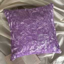 Floral Embroidered Solid Pattern, Purple Art Silk, 24x24/26x26 Modern Euro Sham - Sea - thumbnail 2