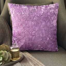 Floral Embroidered Solid Pattern, Purple Art Silk, 24x24/26x26 Modern Euro Sham - Sea - thumbnail 3