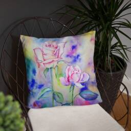 Watercolor Rose Basic Pillow - thumbnail 4
