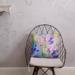 Watercolor Rose Basic Pillow