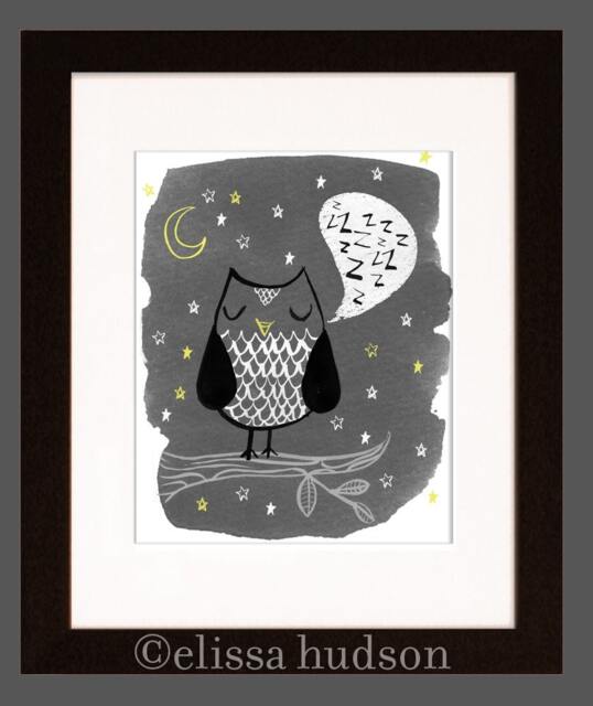Watercolor Owl Wall Art Print Baby Nursery Decor - image 1