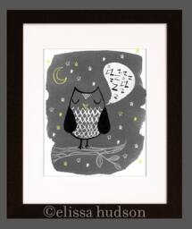Watercolor Owl Wall Art Print Baby Nursery Decor - thumbnail 1