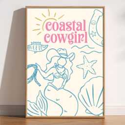 Coastal Cowgirl Art Print Beachy Western Mermaid Decor - thumbnail 1