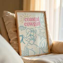 Coastal Cowgirl Art Print Beachy Western Mermaid Decor - thumbnail 2