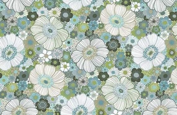 Curtain Panel White Teal Moss Dark Green Flowers Modern House Decor Cafe Curtain Kitchen Valance , Table Linen Great Gift
