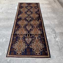 Luxurious 3'9x9'7 Runner Rug - Hand-Knotted Woolen Elegant Rug, High Quality Oriental Tribal Design Kitchen , Dining Room, Hallway - thumbnail 3