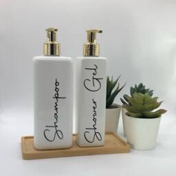 Personalised White Square Soap Dispenser Bottle With Gold Pump 250Ml & 500Ml - thumbnail 2