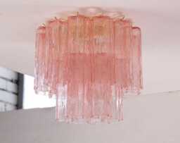Murano Ceiling Light ??35 cm - Pink Glass Hand-Blown Italy Customizable Lamp - thumbnail 1
