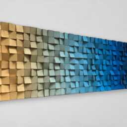 Geometric Wall Art - Wood Sound Diffuser Blue Gold Decor - thumbnail 3