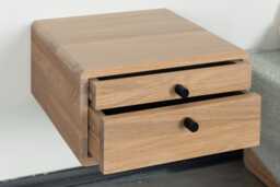 Floating Nightstand With Two Drawers in Solid Oak - Wall Mounted