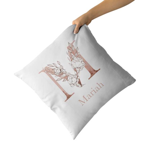 Personalised Cushion For Her Girls Ladies Name & Initial Custom Keepsake Gift Birthday Pillow Floral Decorative Cushions Bedroom Decor - image 1
