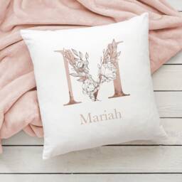 Personalised Cushion For Her Girls Ladies Name & Initial Custom Keepsake Gift Birthday Pillow Floral Decorative Cushions Bedroom Decor - thumbnail 2