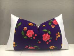 Floral Silk Ikat Lumbar Pillow Cover, Handwoven Accent Cushion - 12x20