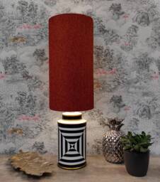 Extra Tall Terracotta Orange Tweed Lampshade in Herringbone Fabric, 50cm Height