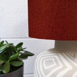 Extra Tall Terracotta Orange Tweed Lampshade in Herringbone Fabric, 50cm Height - thumbnail 2