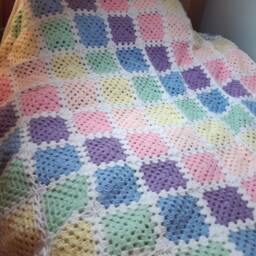 Traditional & Individual Handmade Crochet Rainbow Blanket/Throw For Single Or Double Bed - thumbnail 4