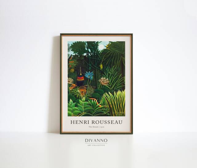 Green Dream Art Print, Rousseau Painting, Jungle Plants Wall Art, Tropical Forest Poster, French Home Decor, Animal Printable, Exotic Canvas - image 1