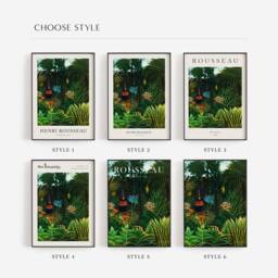 Green Dream Art Print, Rousseau Painting, Jungle Plants Wall Art, Tropical Forest Poster, French Home Decor, Animal Printable, Exotic Canvas - thumbnail 2