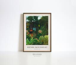 Green Dream Art Print, Rousseau Painting, Jungle Plants Wall Art, Tropical Forest Poster, French Home Decor, Animal Printable, Exotic Canvas - thumbnail 1