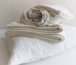 Off-White Linen Sheet Set Soft Pure European Flax Bed Sheets