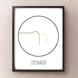 Copenhagen, Denmark - Minimalist Metro Subway Art Print K??benhavns - thumbnail 2
