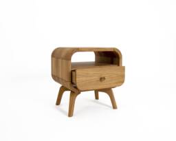 Pair Of Nightstands, Set Bedside Tables With Drawers & Shelf, Side Table, Solid Oak Bedroom Storage Scandinavian Art Deco Nachttisch