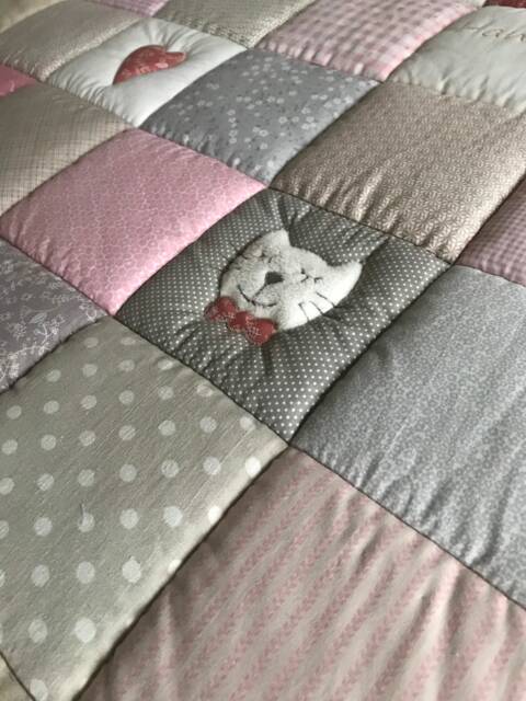 Crawling Blanket With Name, Individual Baby Hannah Patchwork Blanket, Personalized - image 1