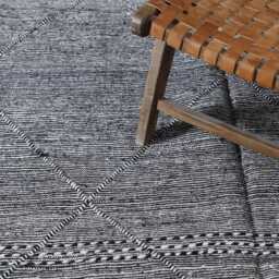 Geometric Moroccan Rug Black & White Berber Carpet - 8, 5x5 Ft - thumbnail 3