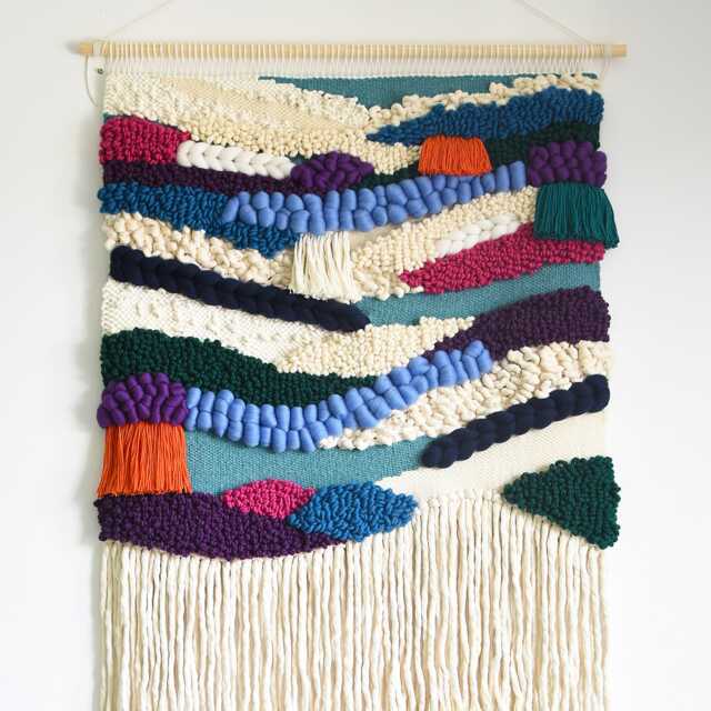 xl Colorful Yarn Wall Hanging Modern 3D Fiber Art Tapestry - image 1