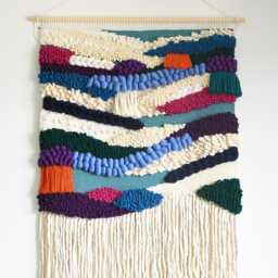 xl Colorful Yarn Wall Hanging Modern 3D Fiber Art Tapestry - thumbnail 1