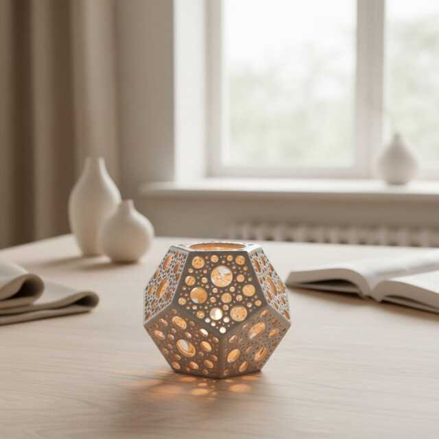 Dodecahedron Tea Light Holder Scandinavian Ceramic Lantern - image 1