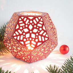 Dodecahedron Tea Light Holder Scandinavian Ceramic Lantern - thumbnail 4