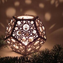 Dodecahedron Tea Light Holder Scandinavian Ceramic Lantern - thumbnail 3