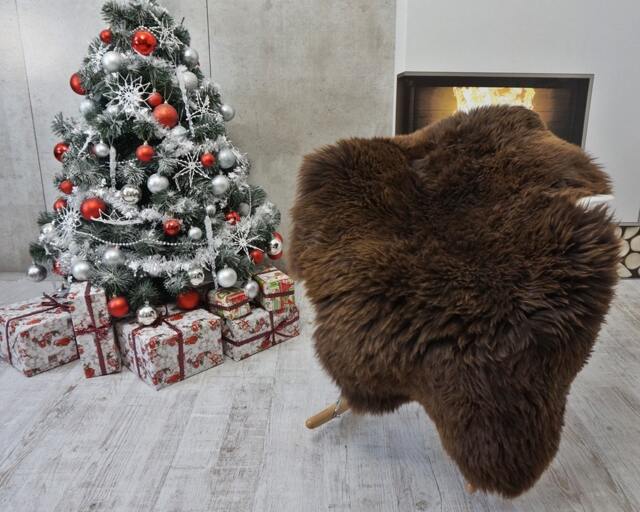 "Giant Sheepskin Xl Brown Throw Genuine Leather Sheep Skin Decorative Rug Brown 50 ""X 30" - image 1