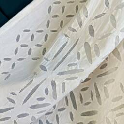 Appliqu?? Cotton Bedcover Sofa Room Throw King Size Dohar- Artisan Indian Handmade Exotic - Elegant White Geometric Country Living Home - thumbnail 4