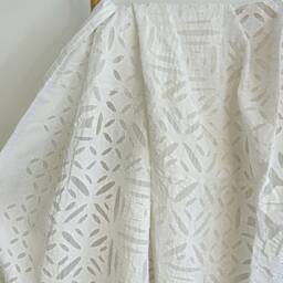 Appliqu?? Cotton Bedcover Sofa Room Throw King Size Dohar- Artisan Indian Handmade Exotic - Elegant White Geometric Country Living Home - thumbnail 3