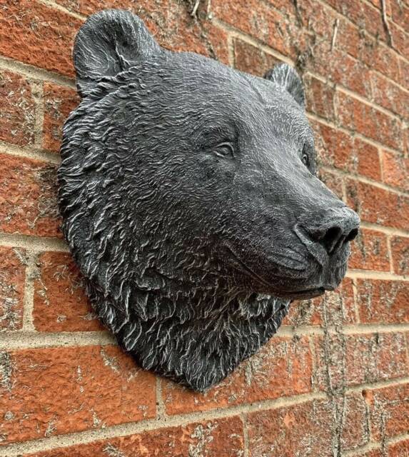 stone Garden Large Detailed Bear Head Wall Hanging Plaque Ornament - image 1