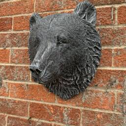 stone Garden Large Detailed Bear Head Wall Hanging Plaque Ornament - thumbnail 2