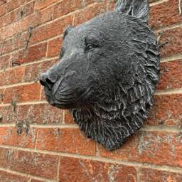 stone Garden Large Detailed Bear Head Wall Hanging Plaque Ornament - thumbnail 4