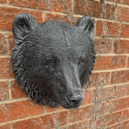 stone Garden Large Detailed Bear Head Wall Hanging Plaque Ornament - thumbnail 3