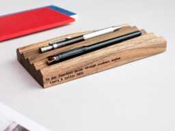 Black Pen Tray - Single Slot Rest For Desk Setup, Wooden Matte Holder, Employee Gifts - thumbnail 1