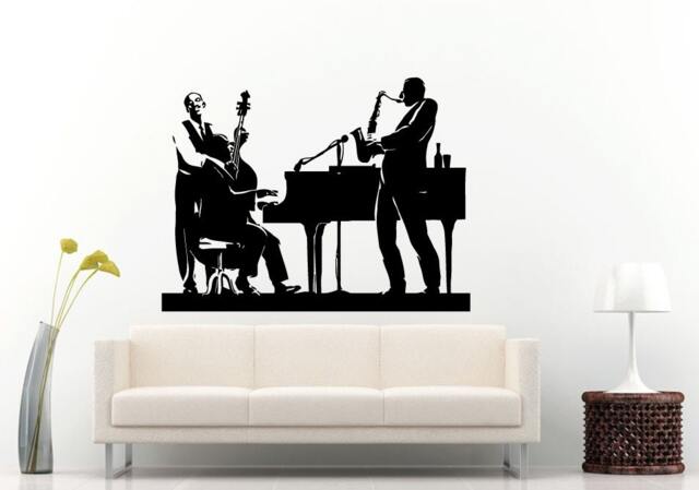 Jazz Blues Band People On Piano Hands Playing Wall Decal Vinyl Sticker Mural Room Decor L1248 - image 1
