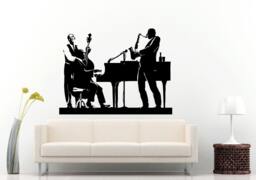 Jazz Blues Band People On Piano Hands Playing Wall Decal Vinyl Sticker Mural Room Decor L1248 - thumbnail 1