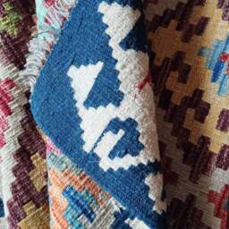 Kilim Rug Multicolour, Handmade Artisan Afghan Turkish Aztec Geometric Wool 119x81 cm - thumbnail 3