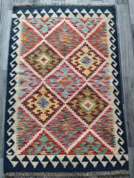 Kilim Rug Multicolour, Handmade Artisan Afghan Turkish Aztec Geometric Wool 119x81 cm - thumbnail 1
