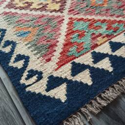 Kilim Rug Multicolour, Handmade Artisan Afghan Turkish Aztec Geometric Wool 119x81 cm - thumbnail 2