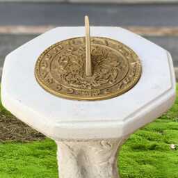 Concrete Sundial Statue Stone Pedestal Solar Clock Figurine Outdoor Column Cement Sun For Patio Front Door Decor - thumbnail 4